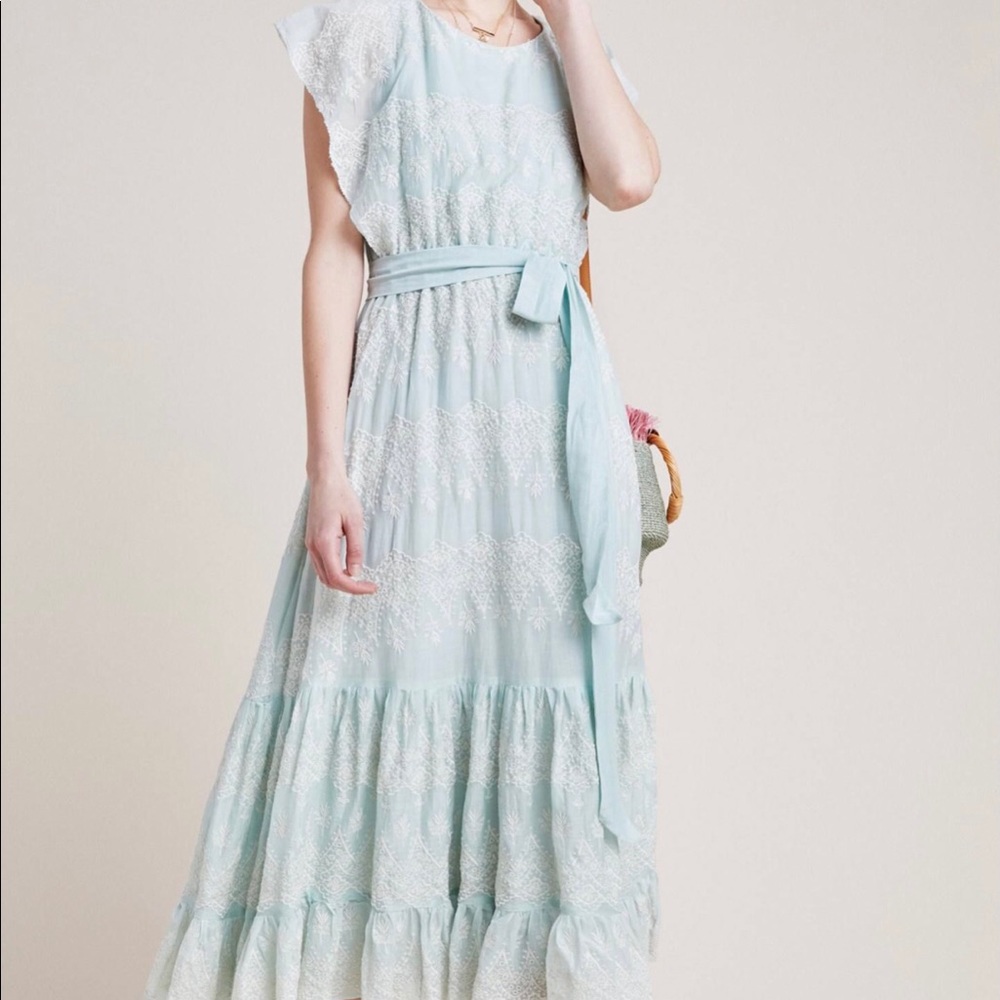 Love Sam Anthropologie Mint Green Maxi Dress